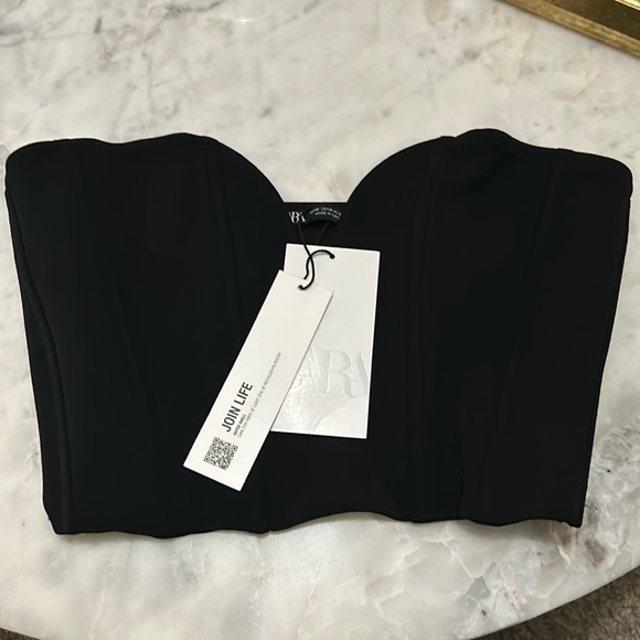 New with tag Zara  Black crop corset - Picture 2 of 4